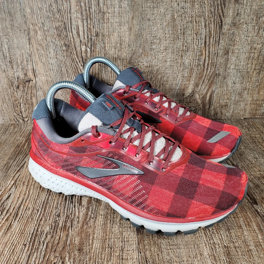 Brooks Ghost 12 Women's Size 8.5 B Flannel Red Plaid Limited Edition Shoes